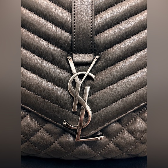 YSL Leather Bag Monogram College Flap Quilted w/ Chain - Picture 4 of 16